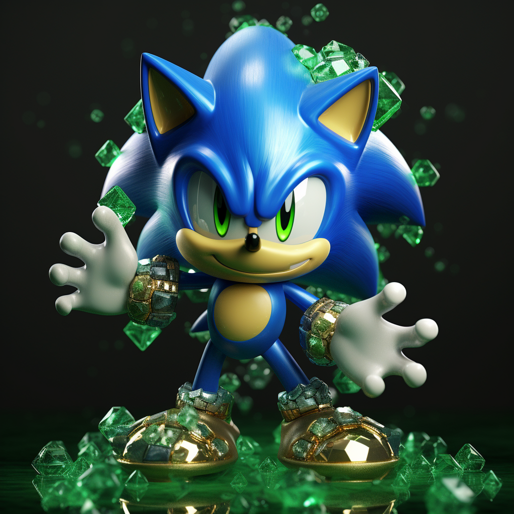 Sonic the hedgehog with chao emeralds --q 2